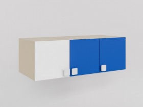 Антресоль на шкаф 3-х створчатый Скай люкс (Синий/Белый/корпус Клен) в Барнауле - barnaul.katalogmebeli.com | фото