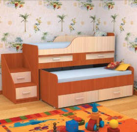 Кровать детская Лесики двухместная 1.8 Венге/Дуб молочный в Барнауле - barnaul.katalogmebeli.com | фото 6