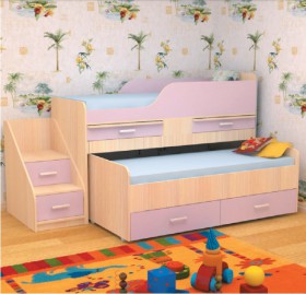 Кровать детская Лесики двухместная 1.8 Венге/Дуб молочный в Барнауле - barnaul.katalogmebeli.com | фото 7