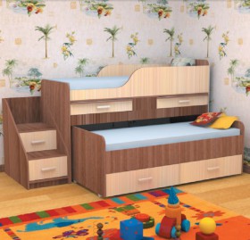 Кровать детская Лесики двухместная 1.8 Венге/Дуб молочный в Барнауле - barnaul.katalogmebeli.com | фото 9