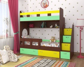 Детская двухъярусная кровать Юниор-1 Белый/Синий Распродажа в Барнауле - barnaul.katalogmebeli.com | фото 4