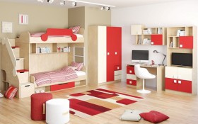 Детская комната Бэрри (Бежевый/Красный/корпус Клен) в Барнауле - barnaul.katalogmebeli.com | фото 2