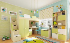 Детская комната Эппл (Зеленый/Белый/корпус Клен) в Барнауле - barnaul.katalogmebeli.com | фото 2