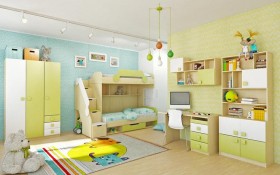 Детская комната Эппл (Зеленый/Белый/корпус Клен) в Барнауле - barnaul.katalogmebeli.com | фото 3