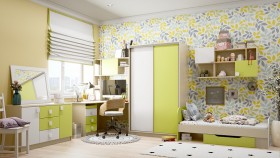 Детская комната Эппл (Зеленый/Белый/корпус Клен) в Барнауле - barnaul.katalogmebeli.com | фото 1