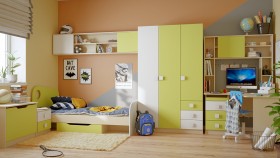 Детская комната Эппл (Зеленый/Белый/корпус Клен) в Барнауле - barnaul.katalogmebeli.com | фото 11