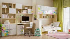 Детская комната Флёр (Белый/корпус Клен) в Барнауле - barnaul.katalogmebeli.com | фото
