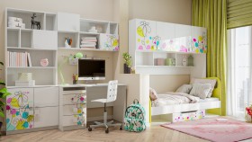 Детская комната Флер (Белый/корпус Выбеленное дерево) в Барнауле - barnaul.katalogmebeli.com | фото 2
