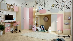 Детская комната Грэйси (Розовый/Серый/корпус Клен) в Барнауле - barnaul.katalogmebeli.com | фото