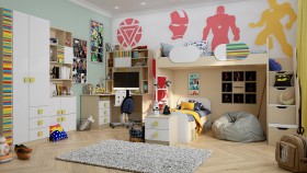 Детская комната Клаксон без машинок (Белый/корпус Клен) в Барнауле - barnaul.katalogmebeli.com | фото 2