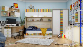 Детская комната Клаксон без машинок (Белый/корпус Клен) в Барнауле - barnaul.katalogmebeli.com | фото 5