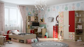 Детская комната Ретвит (Бежевый/Красный/корпус Клен) в Барнауле - barnaul.katalogmebeli.com | фото 5