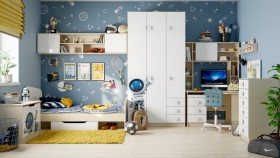 Детская комната Санни (Белый/корпус Клен) в Барнауле - barnaul.katalogmebeli.com | фото