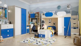 Детская комната Скай Люкс (Синий/Белый/корпус Клен) в Барнауле - barnaul.katalogmebeli.com | фото 5