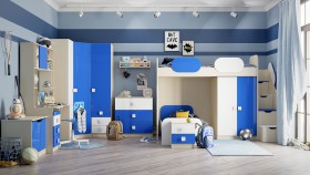 Детская комната Скай Люкс (Синий/Белый/корпус Клен) в Барнауле - barnaul.katalogmebeli.com | фото 7