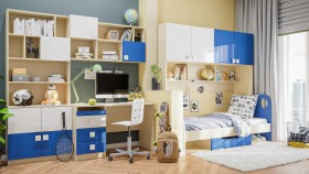 Детская комната Скай Люкс (Синий/Белый/корпус Клен) в Барнауле - barnaul.katalogmebeli.com | фото 9