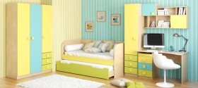 Детская комната Смайли (Желтый/Голубой/Зеленый/корпус Клен) в Барнауле - barnaul.katalogmebeli.com | фото 1