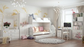 Детская комната Совушки (Белый/корпус Выбеленное дерево) в Барнауле - barnaul.katalogmebeli.com | фото 3
