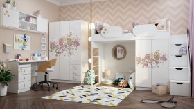 Детская комната Совушки (Белый/корпус Выбеленное дерево) в Барнауле - barnaul.katalogmebeli.com | фото