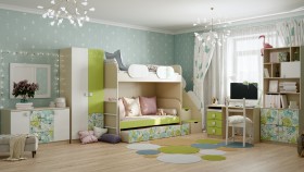 Детская комната Твит (Белый/Зеленый/корпус Клен) в Барнауле - barnaul.katalogmebeli.com | фото 4
