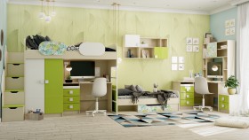 Детская комната Твит (Белый/Зеленый/корпус Клен) в Барнауле - barnaul.katalogmebeli.com | фото 8