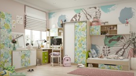 Детская комната Твит (Белый/Зеленый/корпус Клен) в Барнауле - barnaul.katalogmebeli.com | фото 1