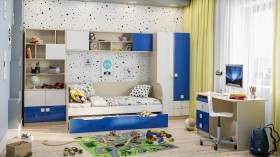 Диван-кровать Скай люкс (Синий/Белый/корпус Клен) в Барнауле - barnaul.katalogmebeli.com | фото 2