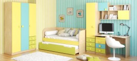 Диван-кровать Смайли (Желтый/Зеленый/корпус Клен) в Барнауле - barnaul.katalogmebeli.com | фото 2