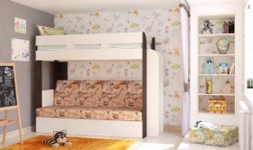 Кровать с диваном 75 Карамель Атлант (Венге Магия /Сосна Карелия/Савана) в Барнауле - barnaul.katalogmebeli.com | фото