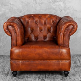 Кресло кожаное Лофт Честер-Нью (Коричневый, Рыжий) в Барнауле - barnaul.katalogmebeli.com | фото 7