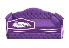 Кровать 160 серии Иллюзия 2 ящика 32 Фиолетовый (мягкие боковые накладки/подушка валик) в Барнауле - barnaul.katalogmebeli.com | фото