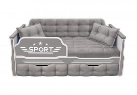 Кровать 160 серии Спорт 2 ящика 45 Серый (подушки) в Барнауле - barnaul.katalogmebeli.com | фото 1