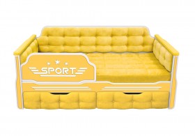 Кровать 160 серии Спорт 2 ящика 74 Жёлтый (мягкие боковые накладки) в Барнауле - barnaul.katalogmebeli.com | фото 1