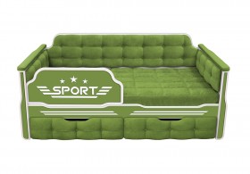 Кровать 160 серии Спорт 2 ящика 76 Зелёный (мягкие боковые накладки) в Барнауле - barnaul.katalogmebeli.com | фото
