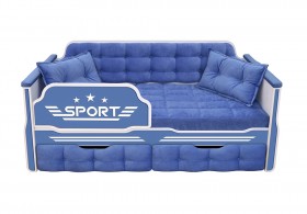 Кровать 160 серии Спорт 2 ящика 85 Синий (подушки) в Барнауле - barnaul.katalogmebeli.com | фото