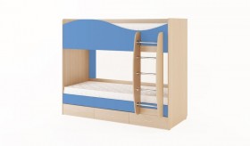 Кровать 2-х ярусная с ящиками (Беленый дуб/Синий) в Барнауле - barnaul.katalogmebeli.com | фото