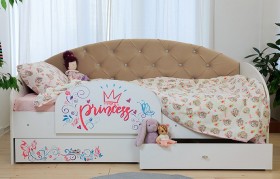 Кровать детская Эльза с бортиком Принцесса Белый/Бежевый в Барнауле - barnaul.katalogmebeli.com | фото 1