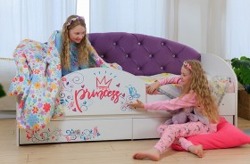 Кровать детская Эльза с бортиком Принцесса Белый/Фиолетовый в Барнауле - barnaul.katalogmebeli.com | фото 1