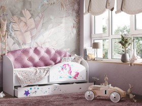 Кровать детская Звездочка Белый/Розовый в Барнауле - barnaul.katalogmebeli.com | фото 1