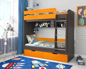 Кровать двухъярусная Юниор-5  Бодего/Оранжевый в Барнауле - barnaul.katalogmebeli.com | фото