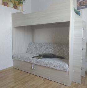Кровать двухъярусная с диваном (Беленый дуб) в Барнауле - barnaul.katalogmebeli.com | фото