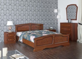 Кровать Елена из массива сосны 1200*2000 Орех в Барнауле - barnaul.katalogmebeli.com | фото 1