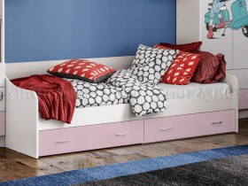 Кровать Fashion-1 Вега 0,9 м (Белый/Розовый) в Барнауле - barnaul.katalogmebeli.com | фото 1