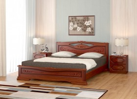 Кровать Карина-7 из массива сосны 1400*2000 Орех в Барнауле - barnaul.katalogmebeli.com | фото