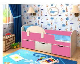 Кровать Малыш-мини Дуб молочный/Розовый в Барнауле - barnaul.katalogmebeli.com | фото