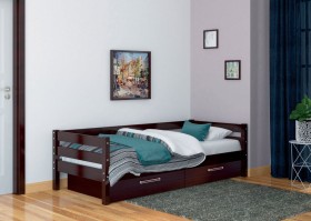 Кровать одинарная ГЛОРИЯ из массива сосны  900*2000 (Орех Тёмный) в Барнауле - barnaul.katalogmebeli.com | фото