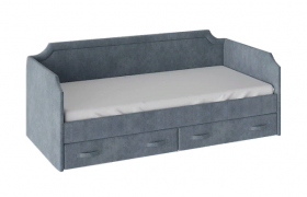Кровать с мягкой обивкой и ящиками «Кантри» Тип 1 (900) (Замша синяя) в Барнауле - barnaul.katalogmebeli.com | фото