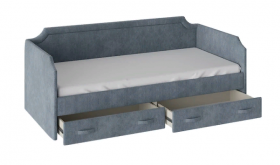 Кровать с мягкой обивкой и ящиками «Кантри» Тип 1 (900) (Замша синяя) в Барнауле - barnaul.katalogmebeli.com | фото 2