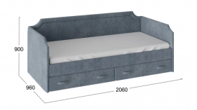 Кровать с мягкой обивкой и ящиками «Кантри» Тип 1 (900) (Замша синяя) в Барнауле - barnaul.katalogmebeli.com | фото 3