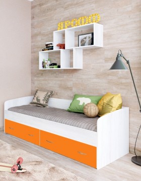 Кровать с выкатными ящиками Винтерберг/Оранжевый в Барнауле - barnaul.katalogmebeli.com | фото 1
